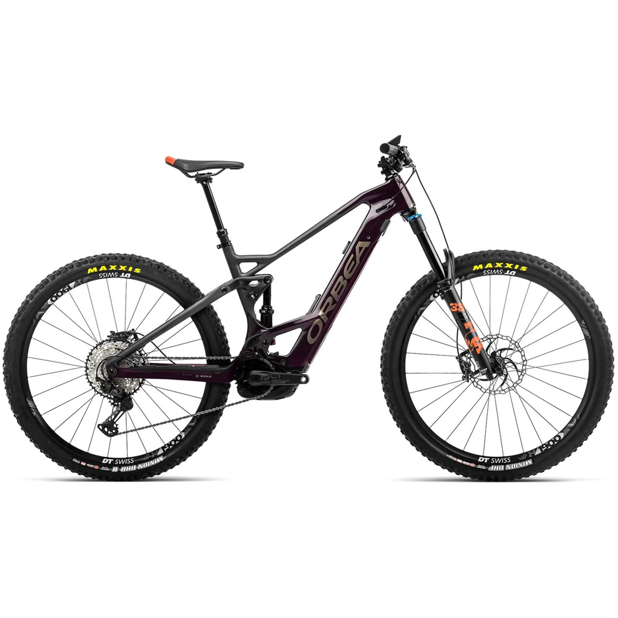 2022 Orbea Wild FS M10 Electric Bike in Red Wine and Carbon Raw